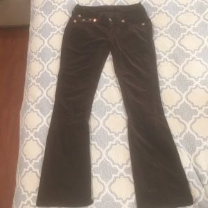 True Religion brown velvet pants size 28